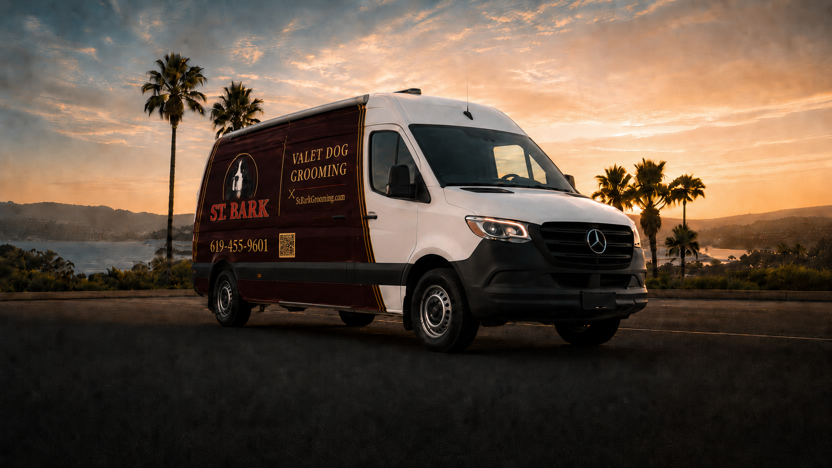 St. Bark mobile grooming van in San Diego